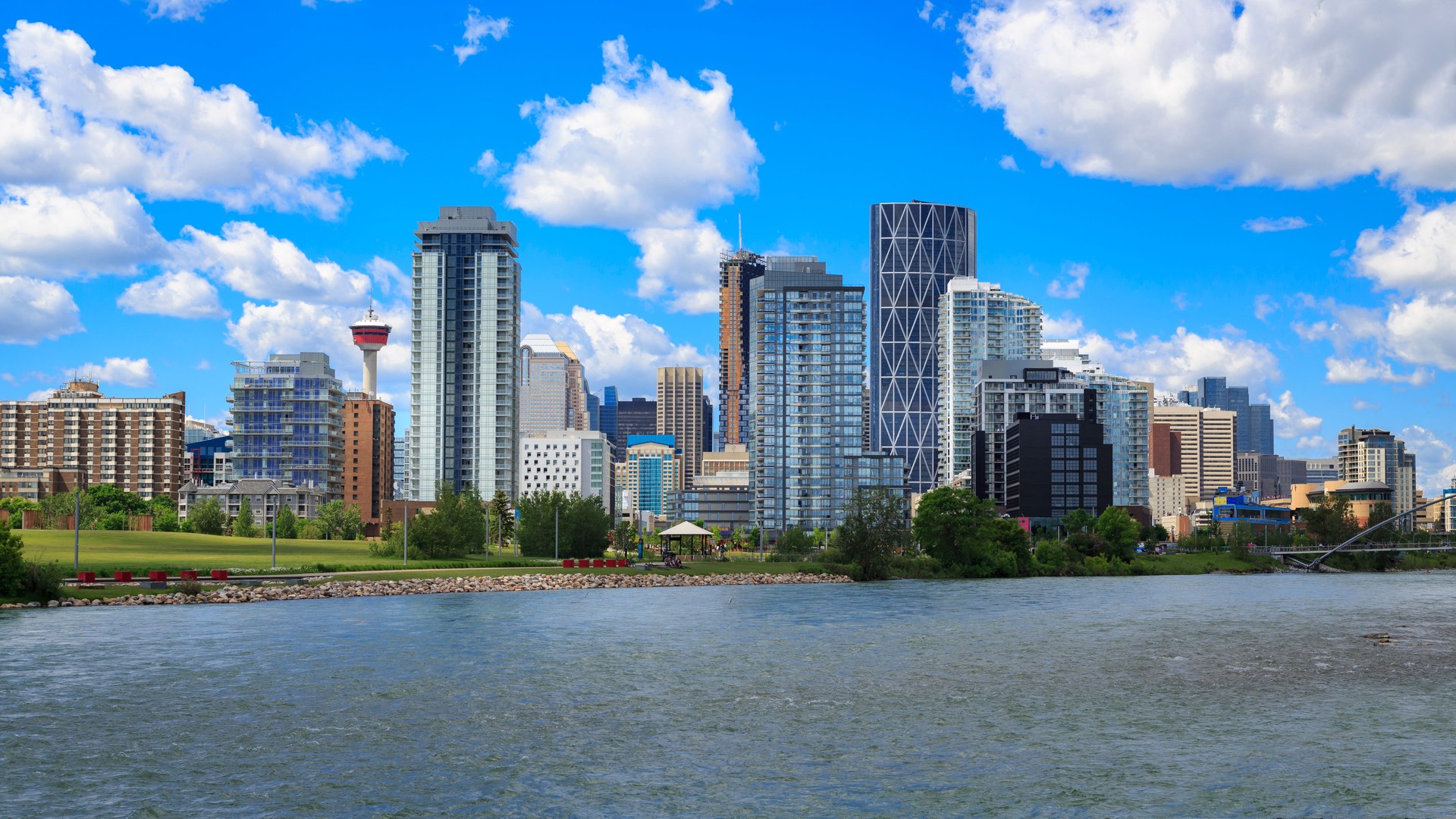 Downtown Calgary, viewed from St Patrick's Island Park